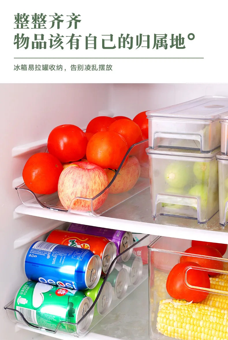 Bac Canettes Frigo Transparent – Distributeur Empilable, 34cm