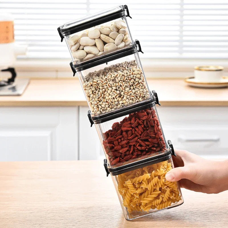  Produit rempli d'aliments variés, boites empilées