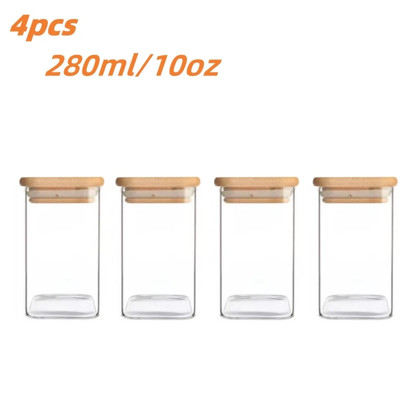 Bocaux en Verre Hermétiques Couvercle Bambou – 1 à 8 Pièces