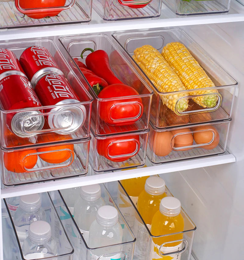 Bacs Organisateurs Frigo Transparents – Tiroirs Coulissants, 3 Tailles