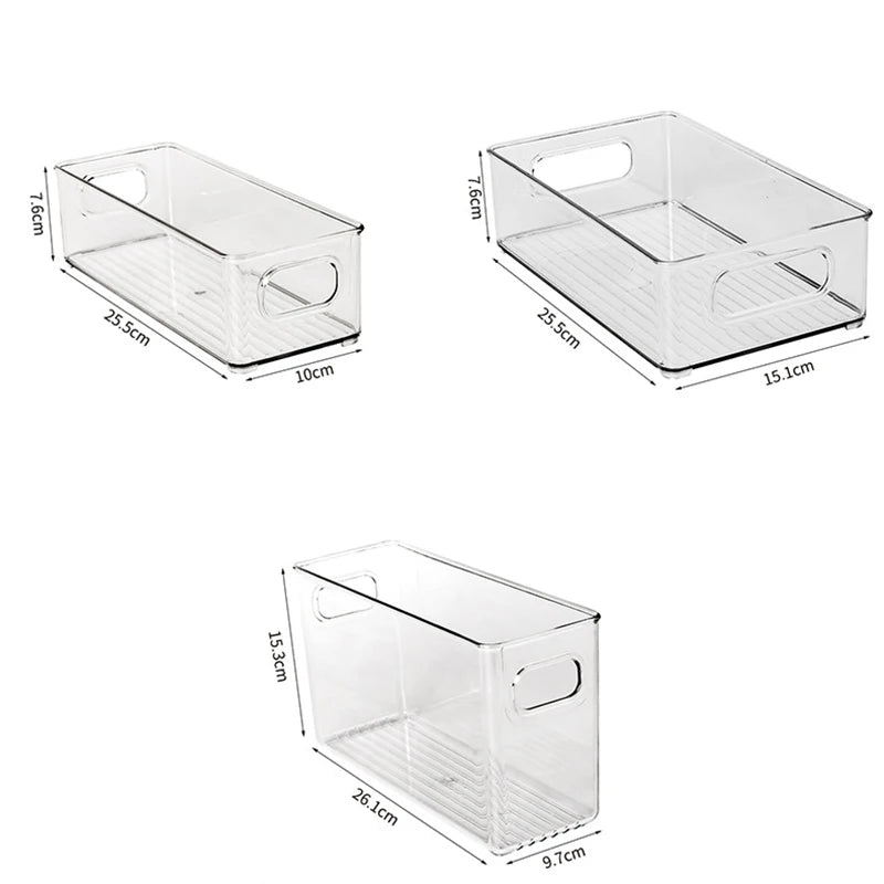Bacs Organisateurs Frigo Transparents – Tiroirs Coulissants, 3 Tailles
