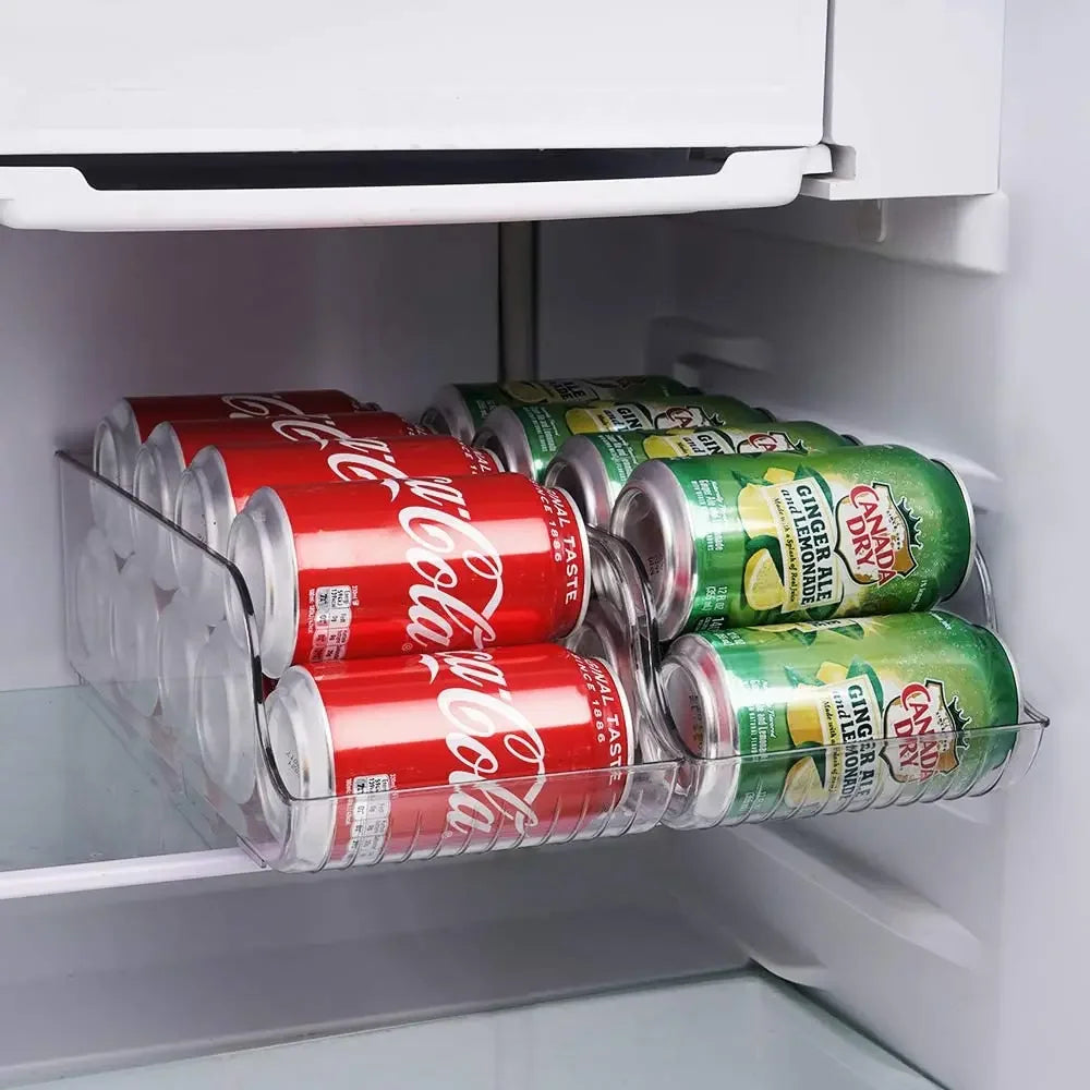 Bac Canettes Frigo Transparent – Distributeur Empilable, 34cm