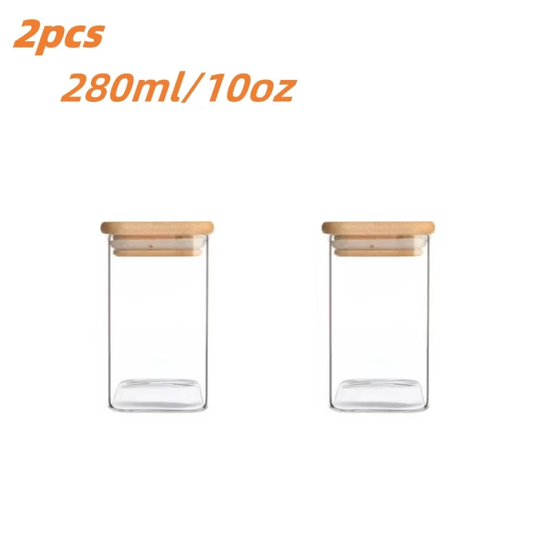 Bocaux en Verre Hermétiques Couvercle Bambou – 1 à 8 Pièces