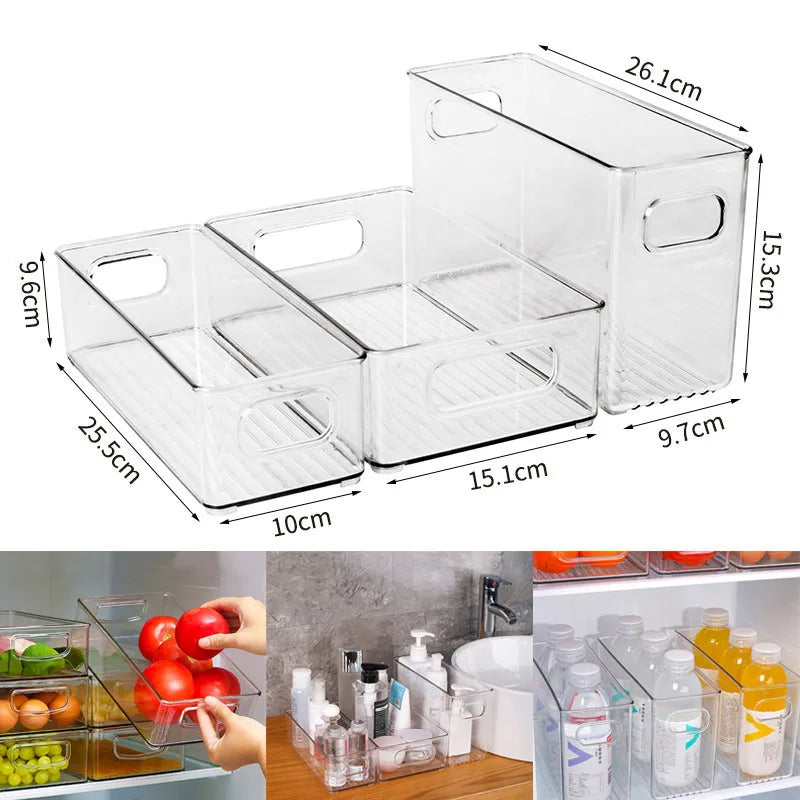 Bacs Organisateurs Frigo Transparents – Tiroirs Coulissants, 3 Tailles