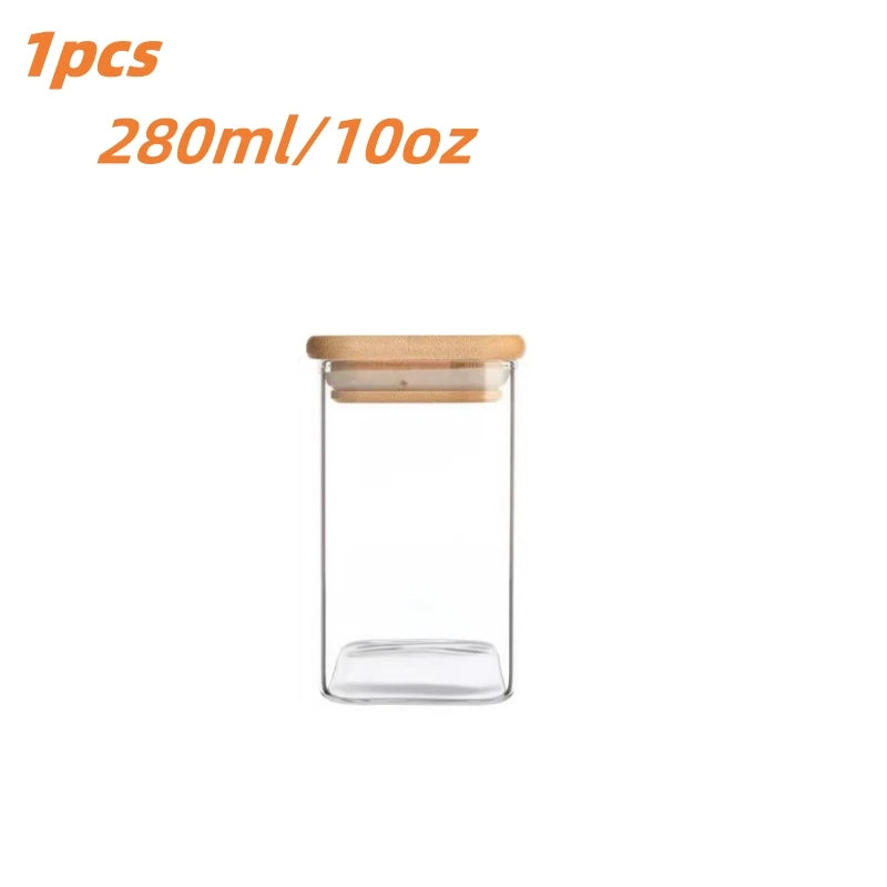 Bocaux en Verre Hermétiques Couvercle Bambou – 1 à 8 Pièces