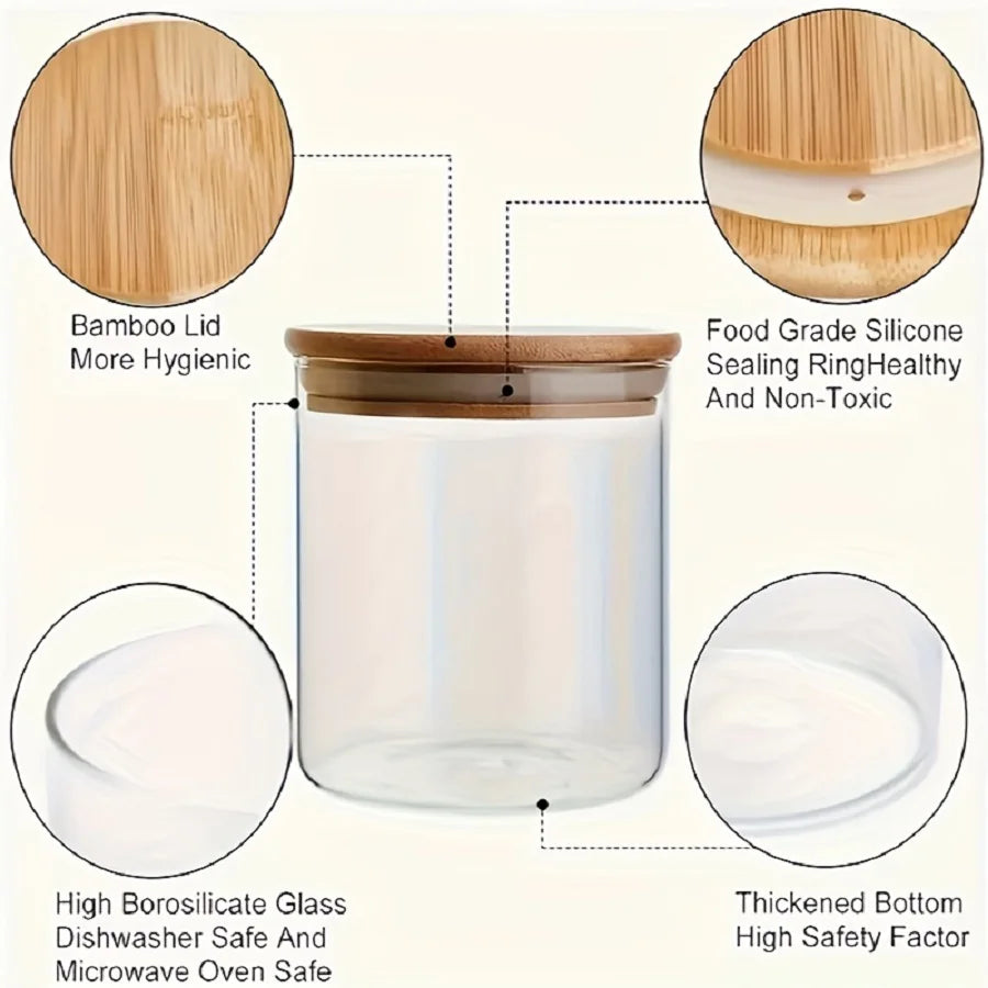 Set 12 Bocaux en Verre 240ml – Couvercles Bambou Hermétiques