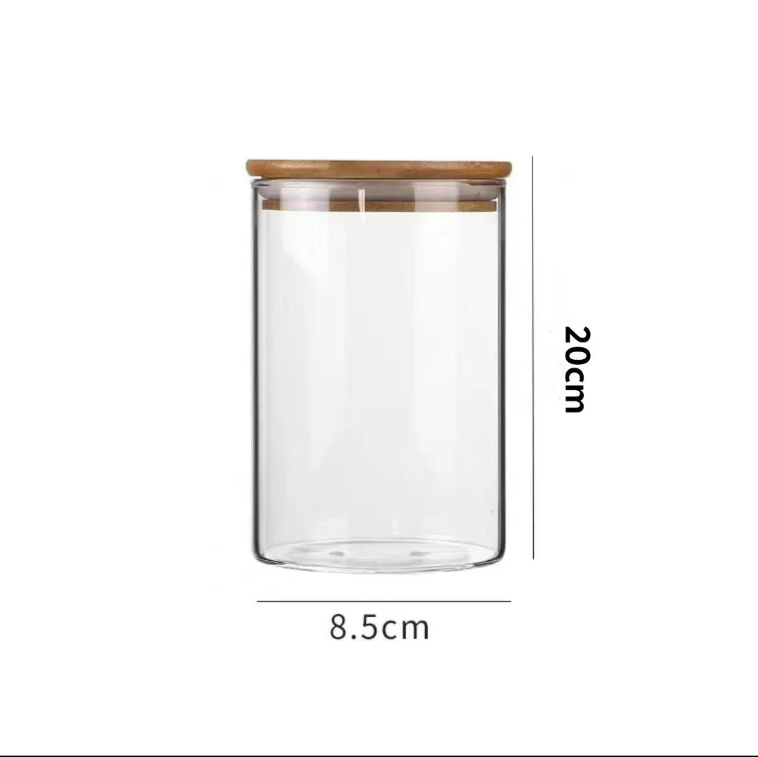 Bocaux en Verre Couvercle Bois – Café, Thé & Céréales