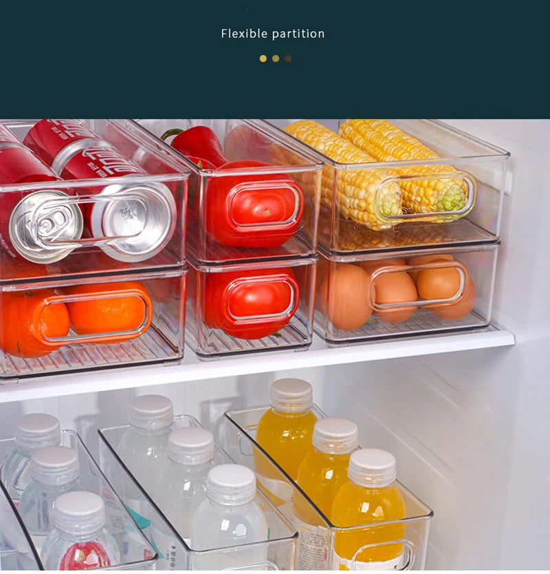 Bacs Organisateurs Frigo Transparents – Tiroirs Coulissants, 3 Tailles