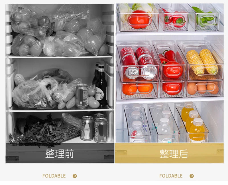 Bacs Organisateurs Frigo Transparents – Tiroirs Coulissants, 3 Tailles