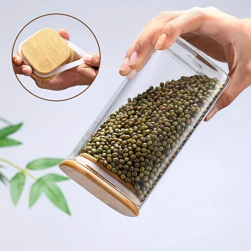 Bocaux en Verre Hermétiques Couvercle Bambou – 1 à 8 Pièces