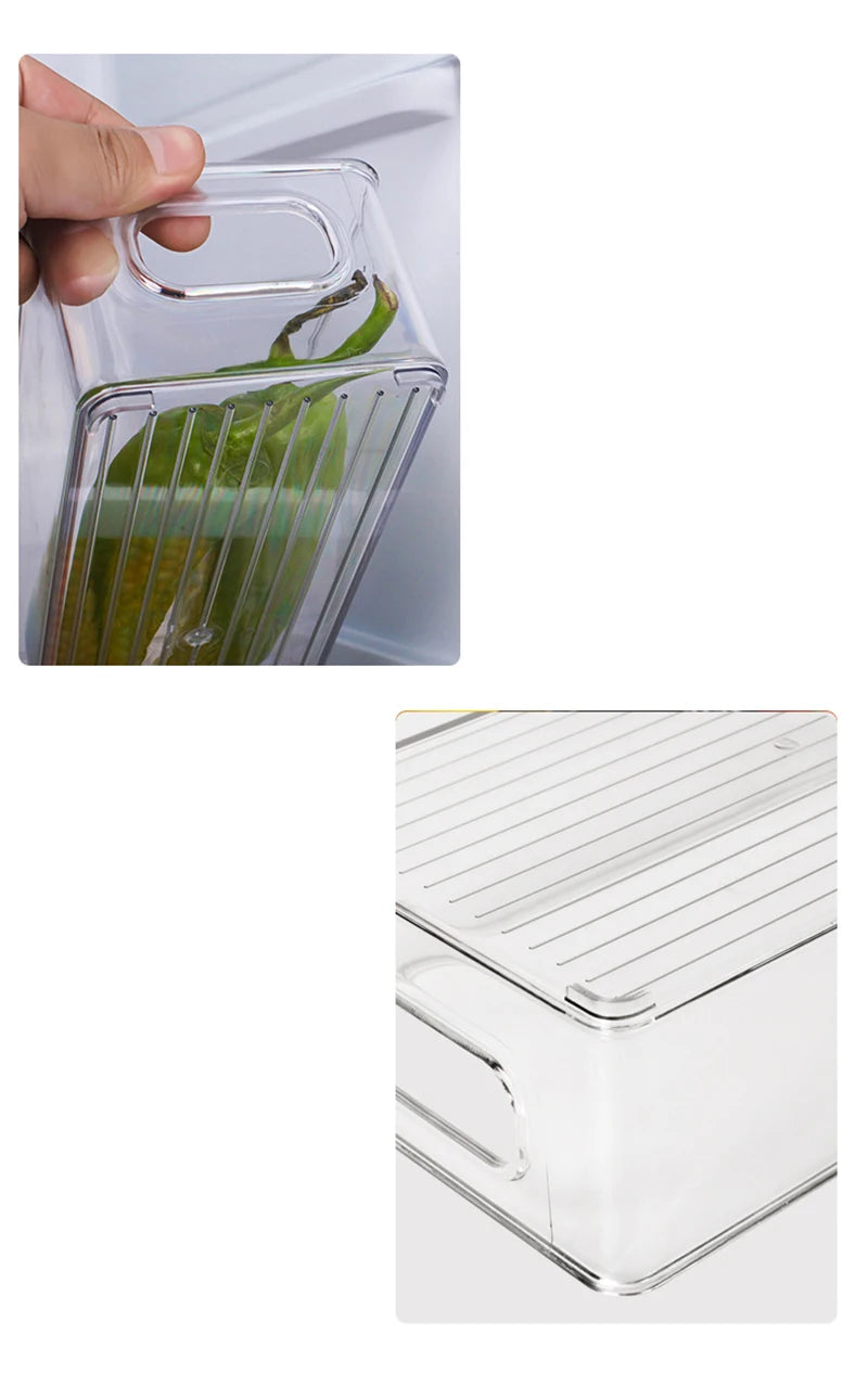 Bacs Organisateurs Frigo Transparents – Tiroirs Coulissants, 3 Tailles