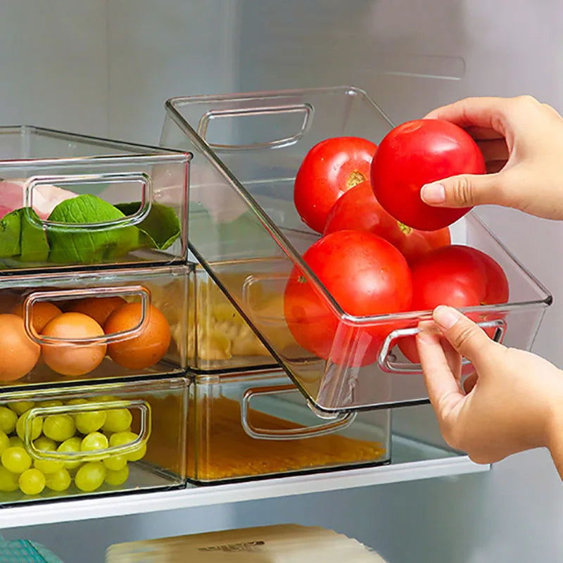 Bacs Organisateurs Frigo Transparents – Tiroirs Coulissants, 3 Tailles